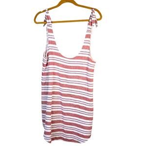 Lovers + Friends Everglades Dress Red Purple Summer Stripe Linen Blend FLAW
